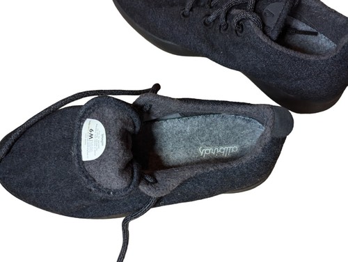 Allbirds Women's 9 Wool Runners Sneakers Gray Black Lace Up Merino Wool - Picture 6 of 9
