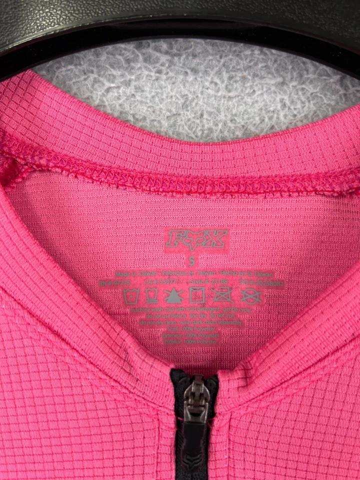 Fox Cycling Jersey Womens Small Pink Black 1/4 Zip Short Sleeve Polyester Floral - Image 3 of 4