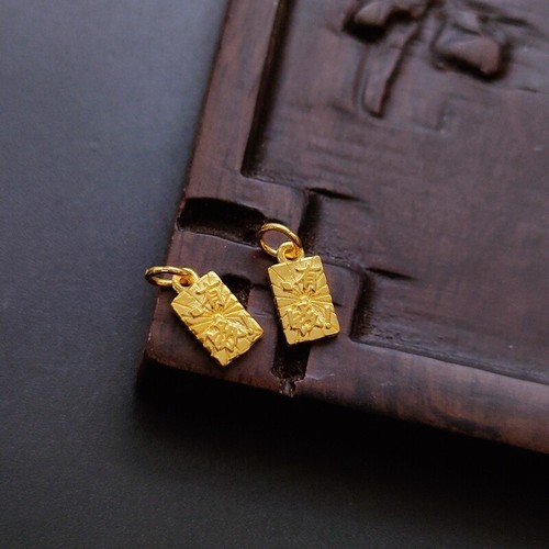 1pcs Pure 999 24K Yellow Gold Women Lucky Wealth Oblong Pendant 0.5-0.7g - Picture 7 of 7