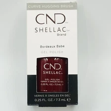 Authentic CND Shellac UV Gel Polish BORDEAUX BABE 0.25 oz w Curve Hugging Brush