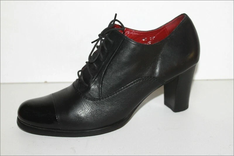 ACCESSOIRE DIFFUSION Escarpins à Lacets Tout Cuir Noir T 40 TBE - Photo 3/4