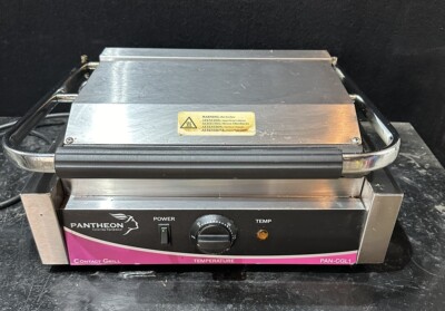 Pantheon CGL1R Large Single Ribbed Top & Bottom Contact/Panini Grill