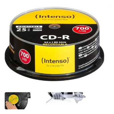 Intenso 1801124 CD-R Rohlinge 700MB 52X 25Er Spindel Cakebox Kratzfest Bedruc