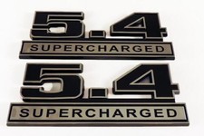 Mustang Shelby Gt500 Black 5.4 Supercharged Emblem Logo With Chrome Trim - Pair