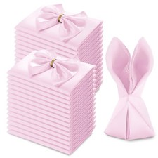 72 Pack Square Light Pink Satin Napkins 20" x 20" Soft Silk Dinner Napkins Sm...