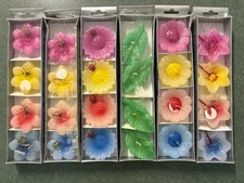 24 Vintage Floating Shaped Candles Variety Of Flower Bee Ladybug Dragonfly Leaf