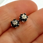 Boucles d'oreilles clous vintage or 9 carats saphir foncé et diamant marguerite - sans dos !