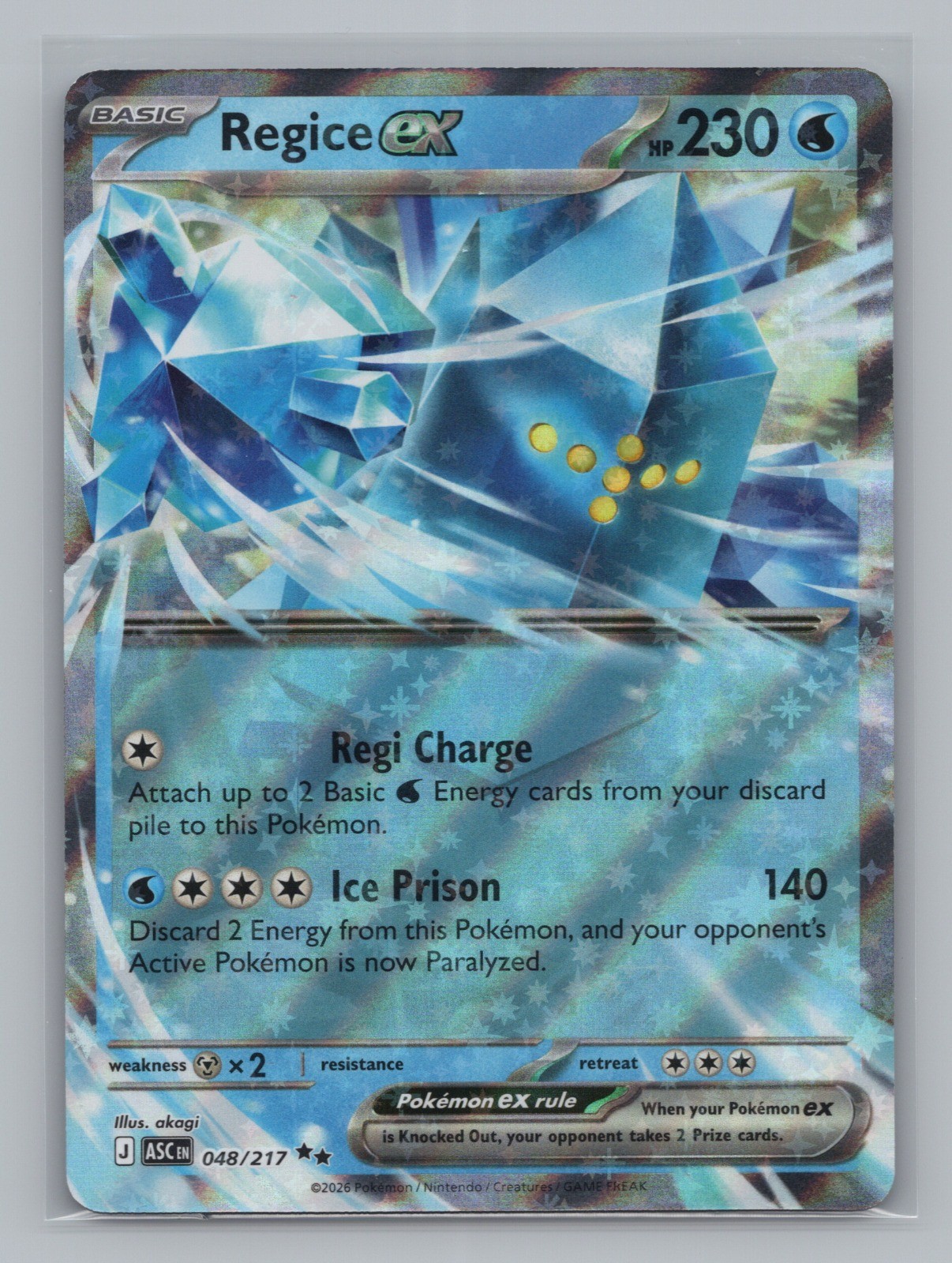 Regice ex Holo 048/217 ME: Ascended Heroes Pokemon TCG NM Double Rare Playset