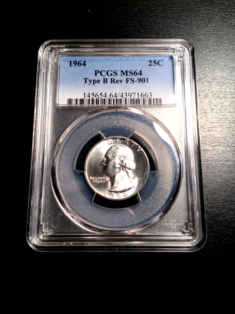 PCGS Certified MS 64 Graded 1964 Washington Quarters (1932-1998