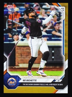 Bichette Mets Bo Show vs Braves Spencer Strider 2026 Topps NOW 320 Gold 12/50