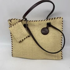 Sun N Sand Beach Tote With Wallet Straw Basket Weave Snap Bag 14” By 11” READ