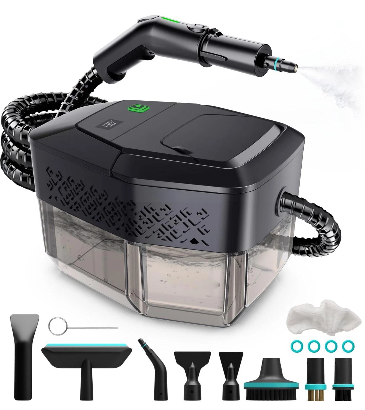 Handheld Steam Cleaner - 3-Level Adjustable Handle, 15s Heat-Up, 1.8L Tank, 12 A