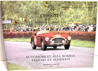CHRISTIE'S MONACO 1988 MOTORCARS AUCTION Catalog FERRARI * ALFA ROMEO * MASERATI
