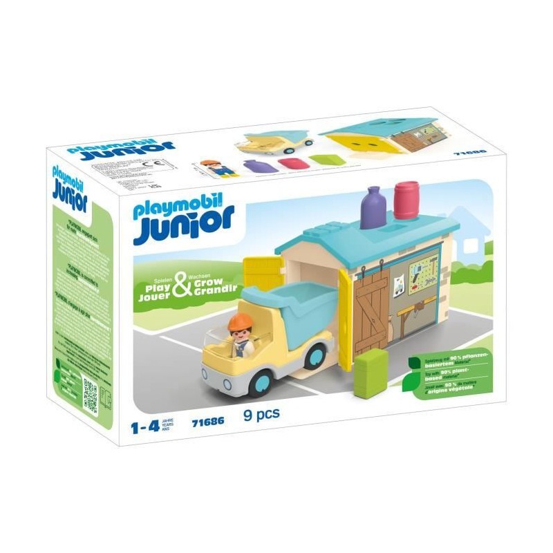 PLAYMOBIL Junior 71686 jouet bébé incassable avec camion et garage