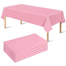 Disposable Pink Tablecloth 4 Pack, Plastic Party Decorations, Pink