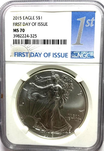 2015 $1 American Silver Eagle 1oz Fine NGC MS70 First Day of Issue