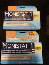 (2x) MONISTAT 1 Day Ovule + Cream  Pack Exp 02/2027 & 04/2027