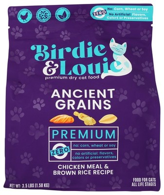 Birdie & Louie Ancient Grains Premium Dry Cat Food Chicken Meal Brown