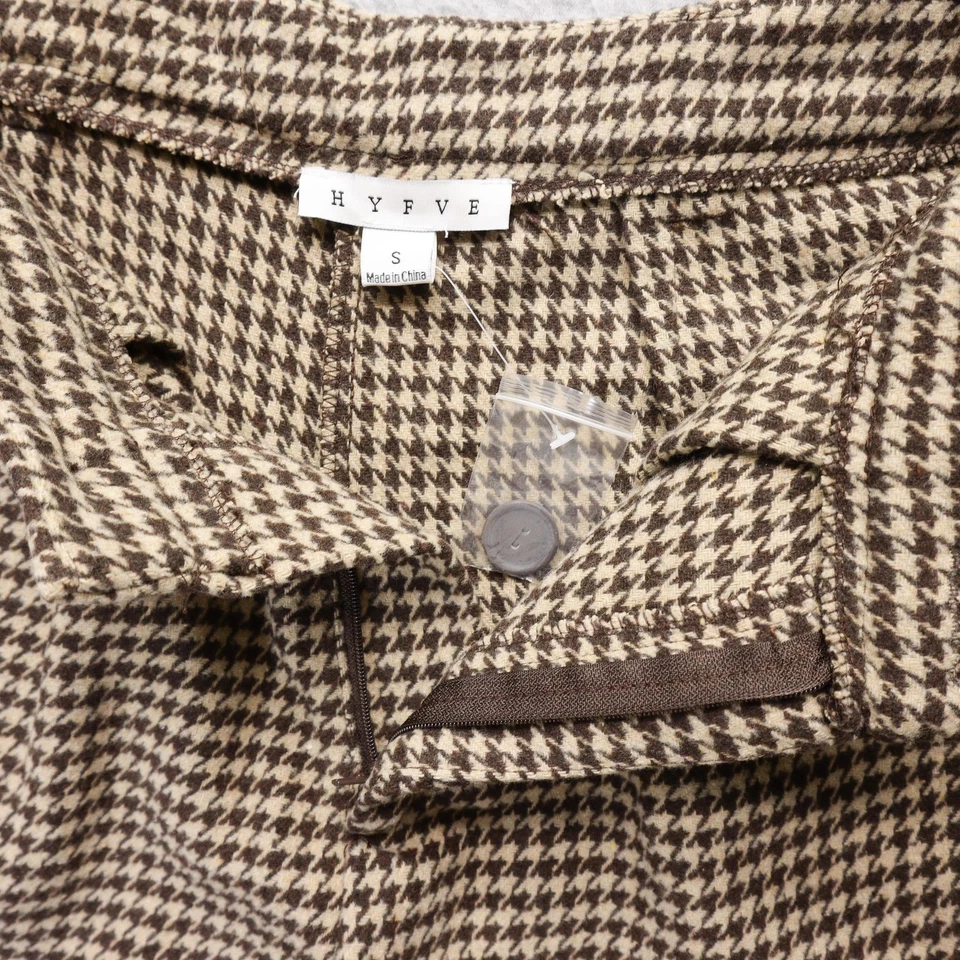 HYFVE Shorts Womens S Brown Houndstooth Pleated Front Academia Office Career Lux - Image 4 of 4