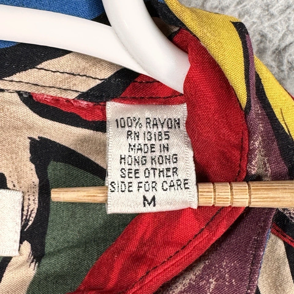 Vintage Burma Bibas Camp Shirt Men’s Size M Rayon Hawaii 90’s Geometric Print - Image 4 of 4