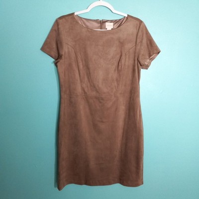 Chico's Dress size 1 / Medium 10, Camel Tan Taupe Microsuede Knit Relaxed Career