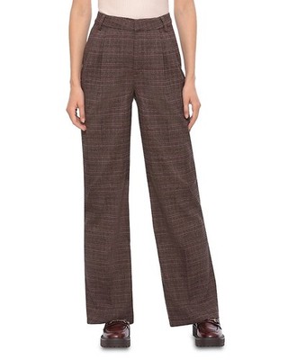Bagatelle Relaxed Pants Women L Brown Plaid Belt Loops Zip w/ Concealed Closure