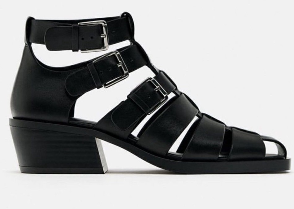 Zara Buckled black cage leather Fisherman sandals Sz 37 Fit  display picture 3