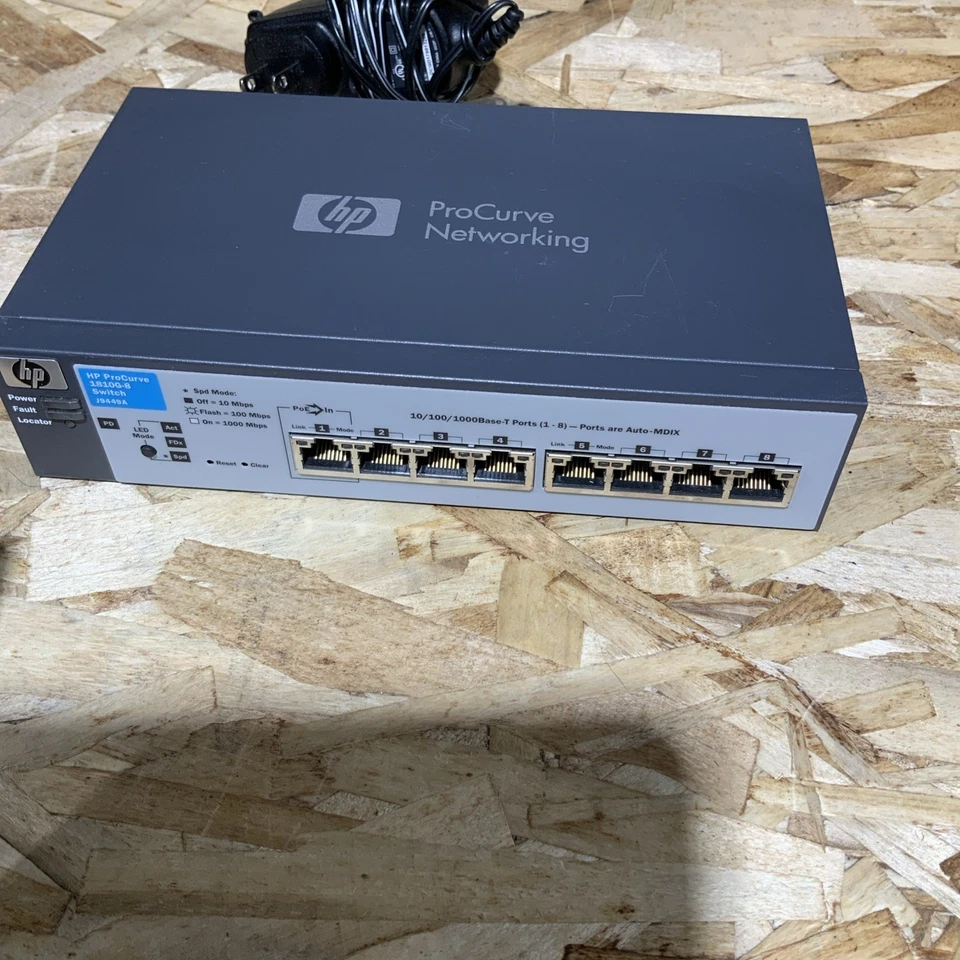 Conmutador administrado de 8 puertos HP ProCurve 1810G-8 (J9449A) con fuente de alimentación Foto 3 de 4