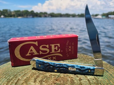 Case XX 51865 Pocket Worn Mediterranean Blue Bone Slimline Trapper 61048 SS NIB