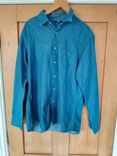 Uniqlo Blue Denim cotton Mens Long Sleeve Shirt Large smart top 