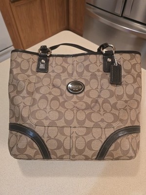 Authentic Coach F18917 Peyton Signature Logo Heritage Handbag Tote