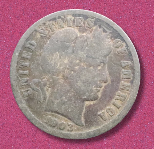 1903 Barber Silver Dime Liberty Head US Coin 90% Silver Vintage 10C