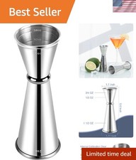 Stainless Steel Double Jigger - 2 OZ & 1 OZ with Rolled Edge for Bartenders