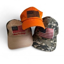 3 American Flag USA Camo Hat Bundle One Size Fits All