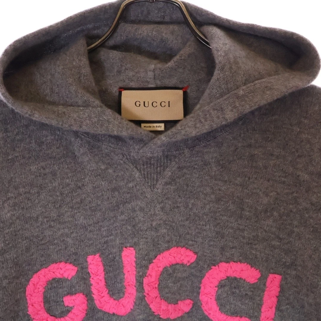 Felpa pullover lana ricamo logo Gucci grigio 770169 XKDRU usata 9f2