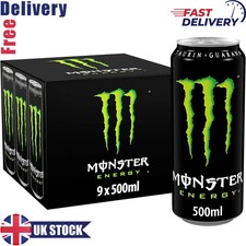 Monster Energy Drink Cans 500ml, High Energy Refreshing Beverage, Pack of 9