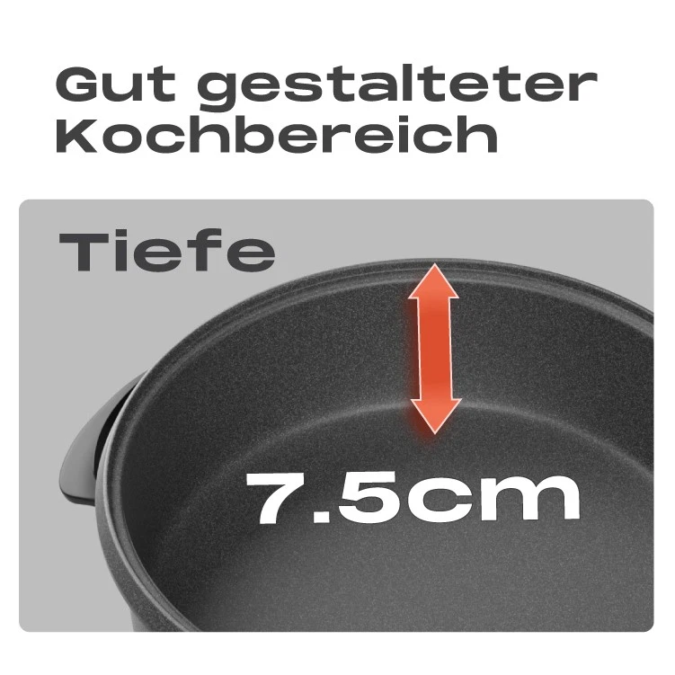 SUPERLEX Elektrische Pizzapfanne Multipfanne Partypfanne Elektropfanne 40cm - Bild 4 von 4