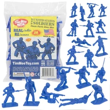 TimMee Recast DK Novelty GI Blue Plastic Army Men WW2 Tim Mee Soldier Figures US