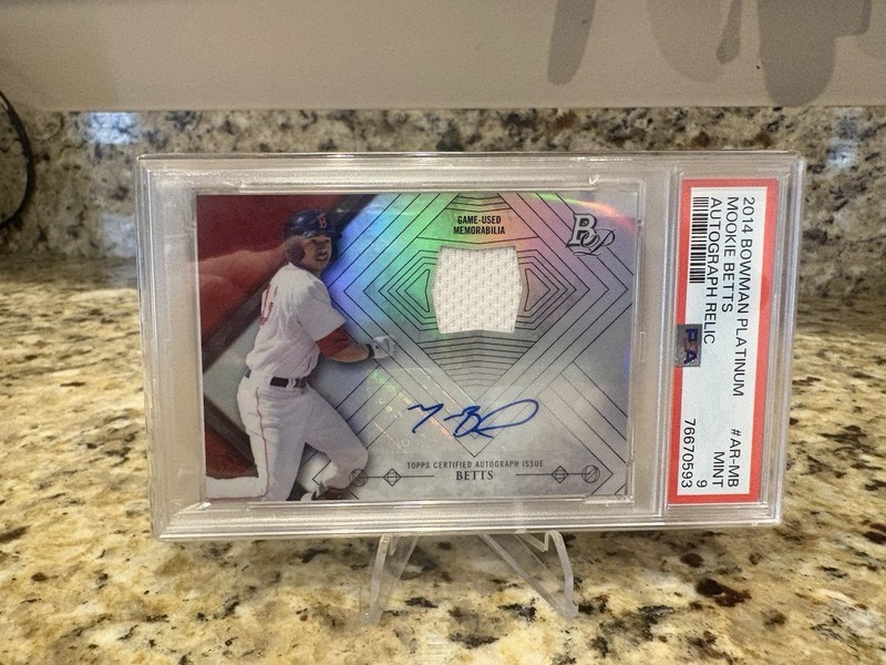 2014 bowman platinum Mookie Betts GU Relic Rookie Year auto PSA 9