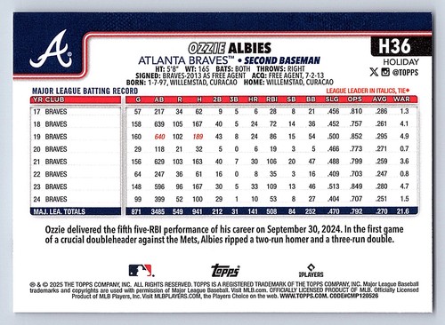 2025 Topps Holiday Base  # H 1 - H 200  - PICK YOUR CARDS - 第 68/318 張圖片