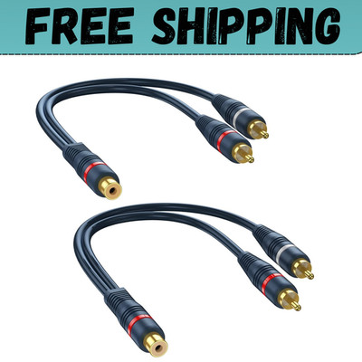 RCA Splitter 1 Female to 2 Male 2 Pack RCA Y Splitter RCA Audio Video Cable S...