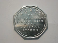 vintage South Dakota TRADE TOKEN ** K & K Co. GENERAL STORES ** Good For 50c