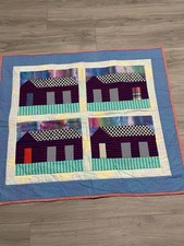 House Design Patchwork Quilt Lap Blanket Wall Hanging 42  x 36.5  
