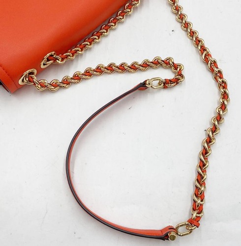 Michael Kors Orange Leather 2-Way Shoulder Bag Crossbody Flap Near Mint - Picture 7 of 11
