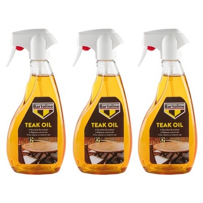 3x Bartoline Teaköl Holz Möbel Versiegelung Schutz Außen Innen 500 ml