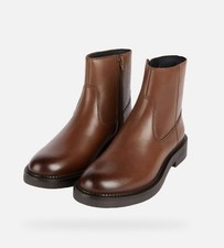 Image of GEOX D Serilda B Light Brown Leather STANDARD FIT Ankle Boots with inside zip