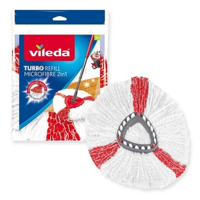 EasyWring Turbo 2-in-1 Microfibre Mop Refill Head, White/Red, High-Absorbency