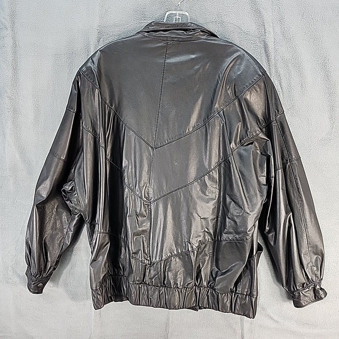 80s Tibor Black Patchwork Leather Motorcycle Jack… - image 6