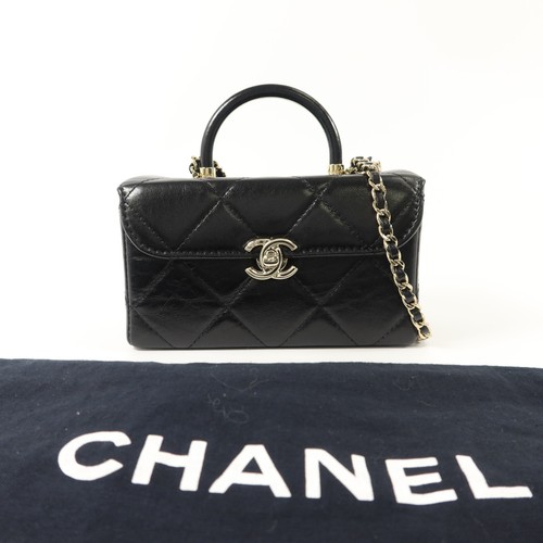 CHANEL CC GHW Vanity Case 2 Way Shoulder Bag Calfskin Leather Black - Picture 9 of 16