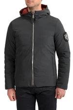 Plein Sport Men's Logo Print Zip Up Multi-Color Reversible Hooded Parka Jacket